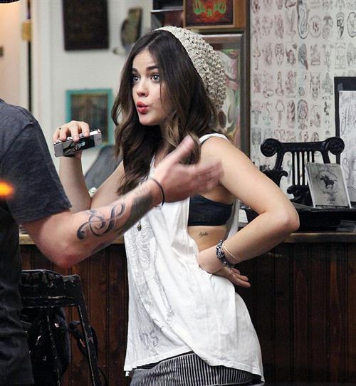 Lucy Hale - at Shamrock Tattoo - September 9th, 2012