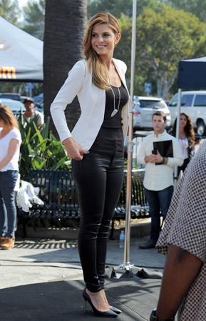 Maria Menounos on the set of Extra in LA 10/2/13 