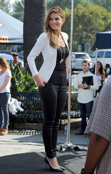 Maria Menounos on the set of Extra in LA 10/2/13 