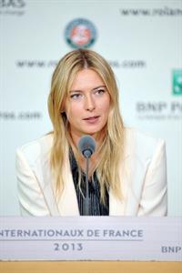 Maria Sharapova Speaks during a press conference at the Roland Garros May 24, 2013 