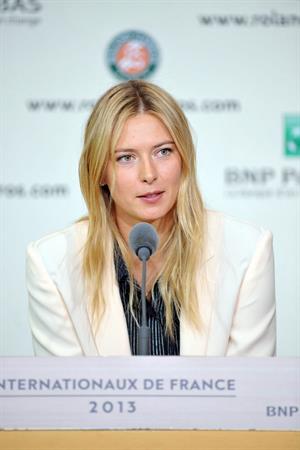 Maria Sharapova Speaks during a press conference at the Roland Garros May 24, 2013 