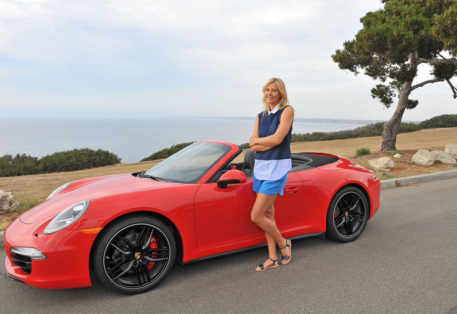 Maria Sharapova Porsche photoshoot in Manhattan Beach, California on July 11, 2013 
