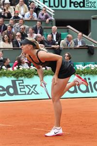Maria Sharapova playing in Semi-Finals of 2012 Women's French Open Tennis Tournament June 7, 2012