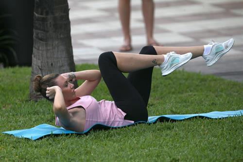 Michelle Heaton Filming a fitness show on Miami Beach, Florida (May 21, 2013) 