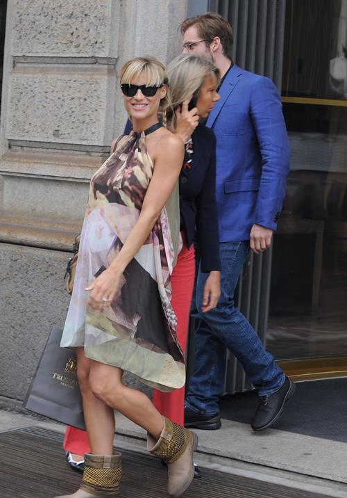 Michelle Hunziker Seen at Atelier Trussardi in Milan on June 27, 2013