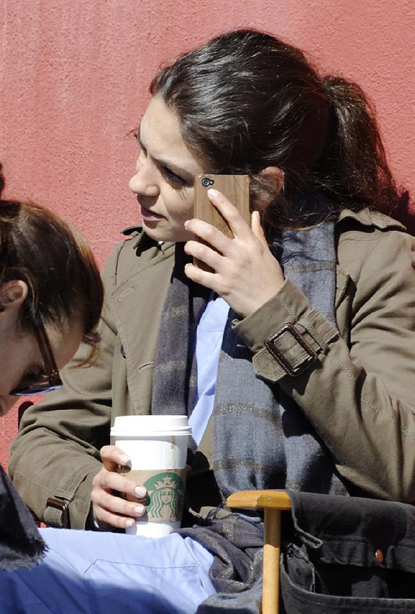 Mila Kunis on the set of The Angriest Man In Brooklyn in Hollywood (February 20, 2013) 
