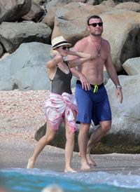 Naomi Watts wearing a swimsuit on the beach in St Barts 12/31/12 