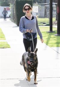 Nikki Reed jogging with her dog Enzo in Los Angeles on February 6, 2013
