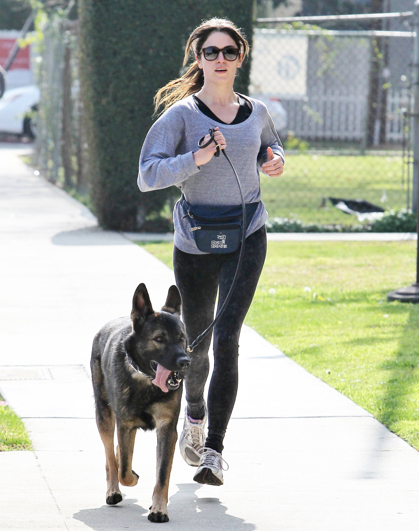 Nikki Reed jogging with her dog Enzo in Los Angeles on February 6, 2013