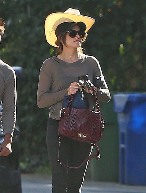 Nikki Reed walking and wearing her cowboy hat in Los Angeles on February 21, 2013