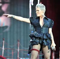 Alecia Moore (Pink) performing at the O2 Wireless festival in London on July 2, 2011