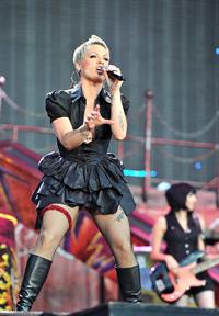 Alecia Moore (Pink) performing at the O2 Wireless festival in London on July 2, 2011