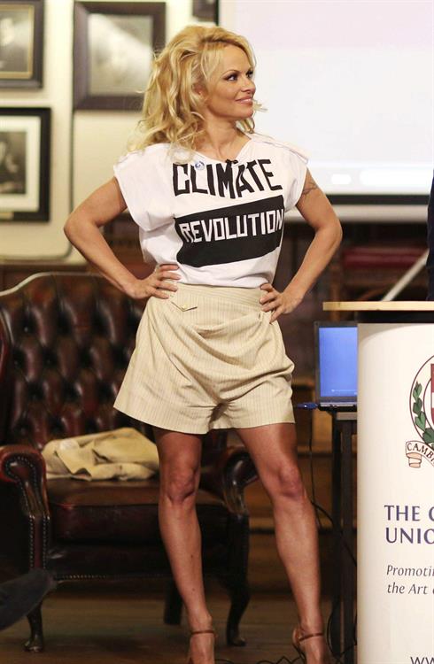 Pamela Anderson at the Cambridge Union, Britain March 5, 2013