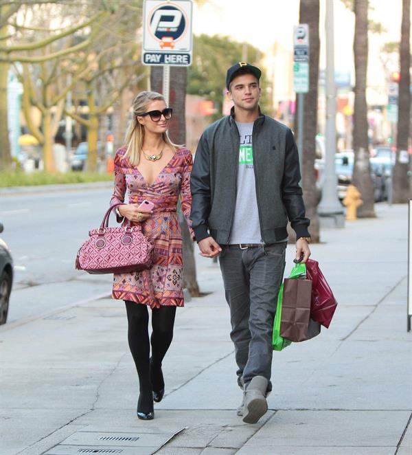 Paris Hilton and River Viiperi shop in Beverly Hills. February 9, 2013 