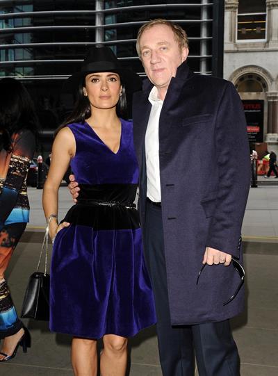 Salma Hayek Christopher Kane show at London Fashion Week 2/18/13 