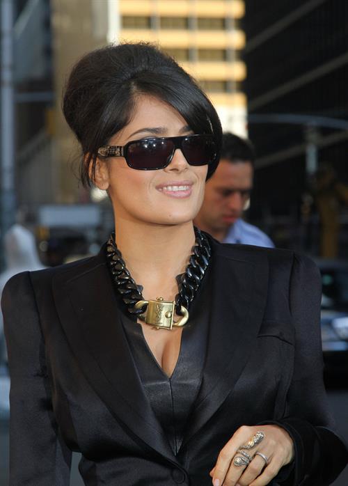 Salma Hayek Outside Ed Sullivan Theater for Letterman - October 10, 2012 