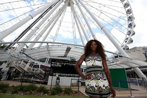 Serena Williams poses for a Photograph at the Wheel of Brisbane in South Bank December 31, 2012 