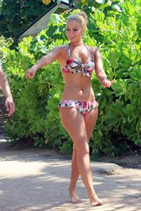 Tulisa Contostavlos in a bikini on the beach in Honolulu July 31, 2012