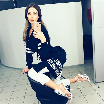 Alena Vodonaeva taking a selfie