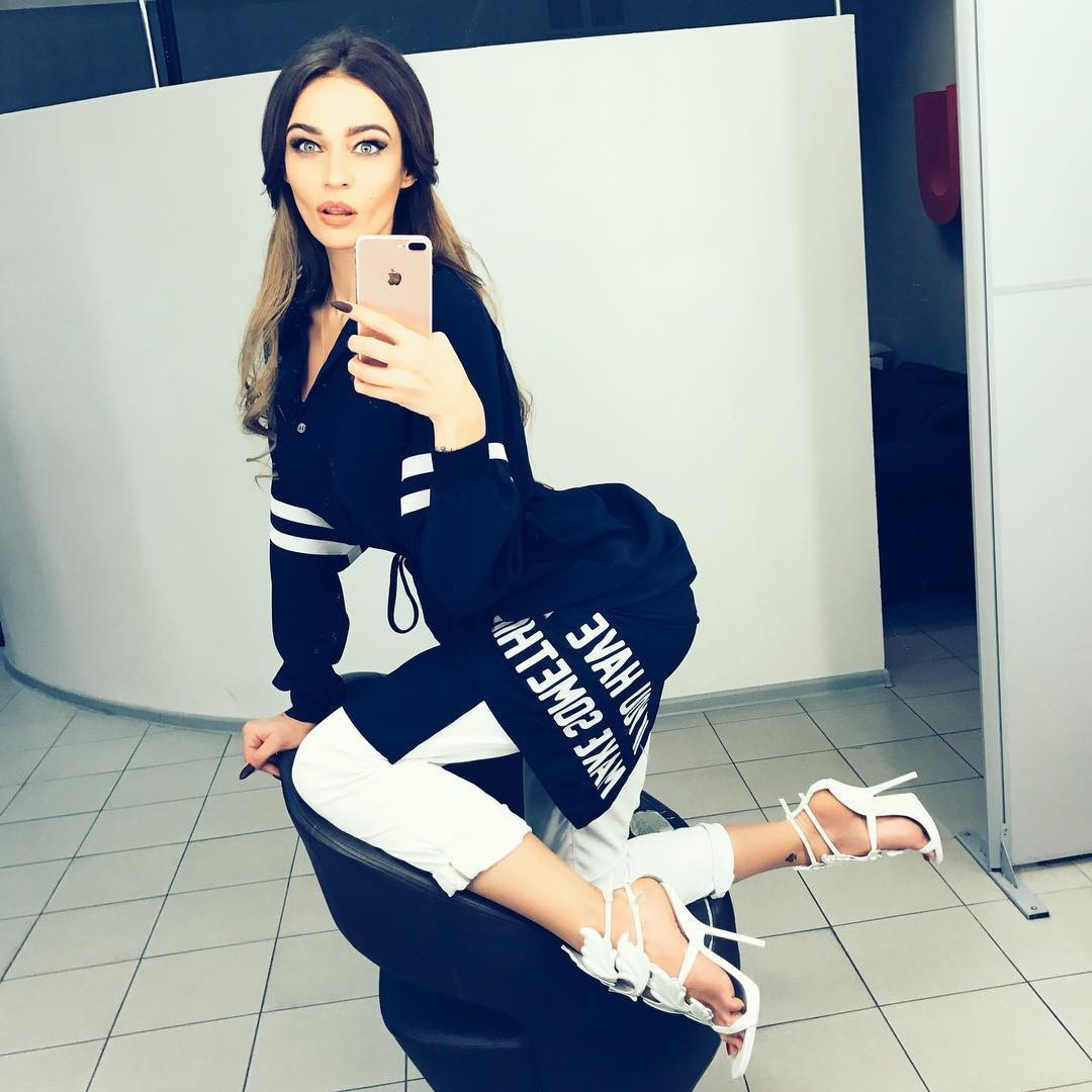 Alena Vodonaeva taking a selfie