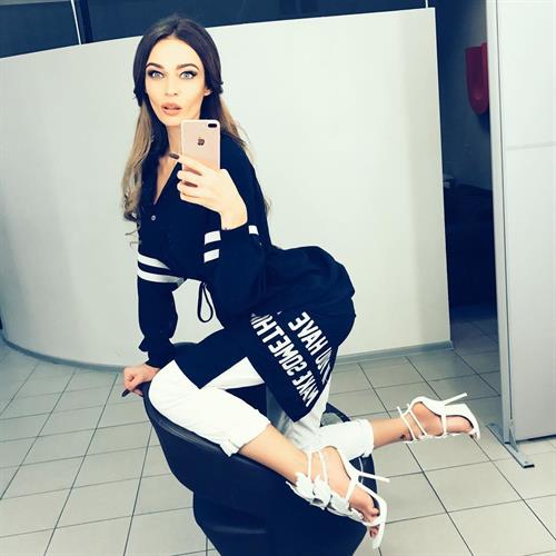 Alena Vodonaeva taking a selfie