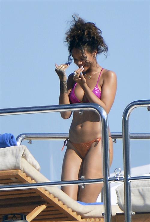 Rihanna enjoying a break on a yacht in Ponza August 29, 2014