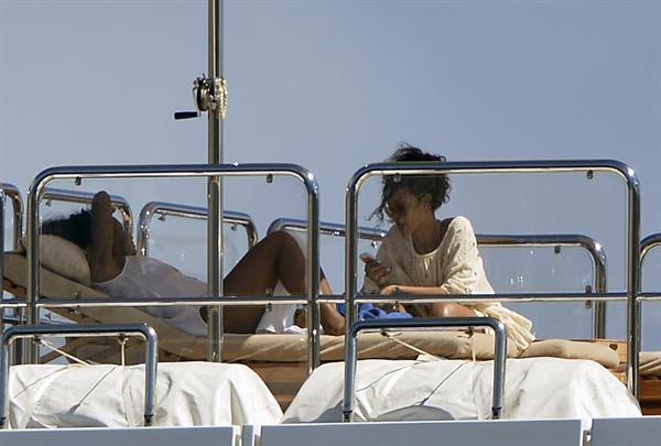 Rihanna enjoying a break on a yacht in Ponza August 29