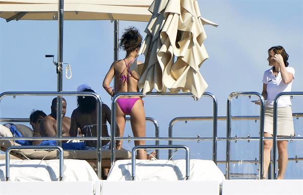 Rihanna enjoying a break on a yacht in Ponza August 29, 2014