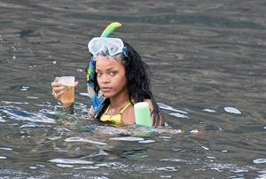 Rihanna enjoying a break on a yacht in Ponza August 29, 2014