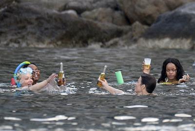 Rihanna enjoying a break on a yacht in Ponza August 29, 2014
