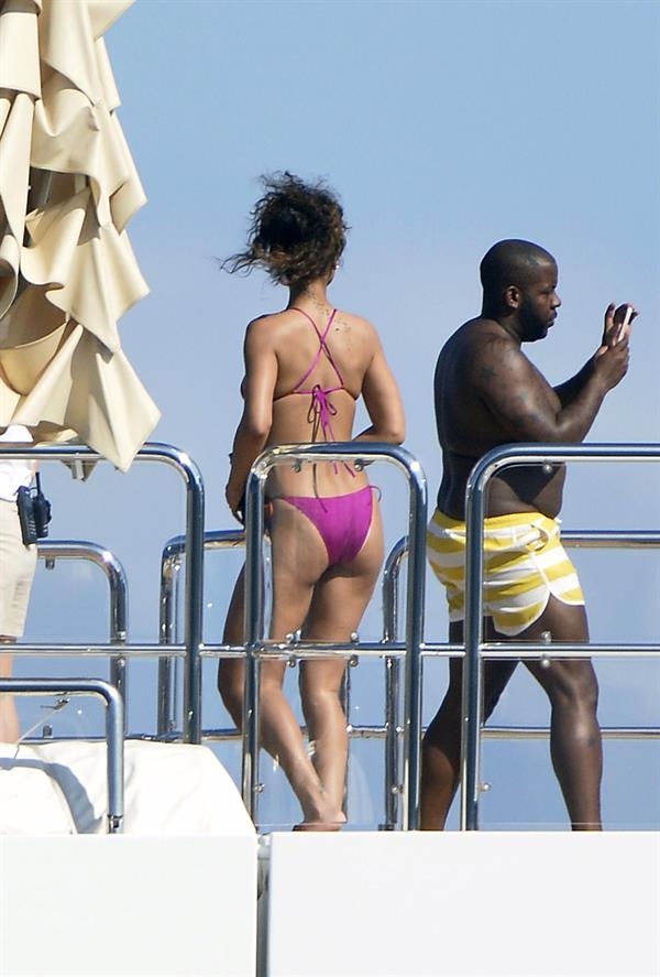 Rihanna enjoying a break on a yacht in Ponza