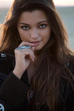 Playboy Cybergirl - Chelsie Aryn out west, on the side of the road, in a coyboy hat