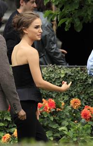Natalie Portman modeling for a Miss Dior campaign photo shoot in the gardens of the Palais Royal in Paris 6/26/12 