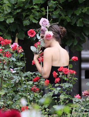 Natalie Portman modeling for a Miss Dior campaign photo shoot in the gardens of the Palais Royal in Paris 6/26/12 
