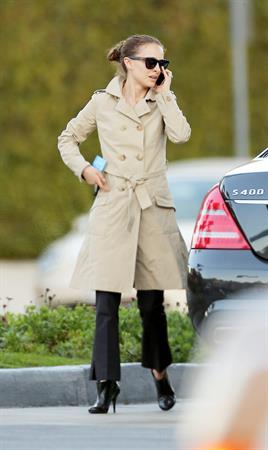 Natalie Portman heads to a meeting in her trench coat at an office in Century City January 17, 2013 