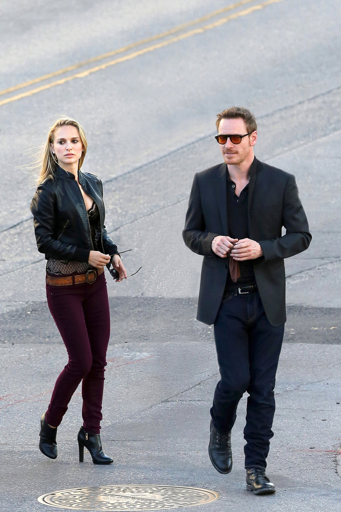 Natalie Portman on the set of a Terrence Malick film in Austin 10/20/12 