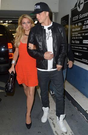 Paris Hilton enjoys a night out with her boyfriend in Beverly Hills on June 6, 2013