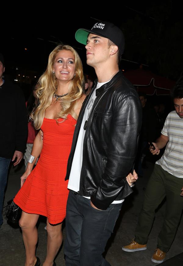 Paris Hilton enjoys a night out with her boyfriend in Beverly Hills on June 6, 2013