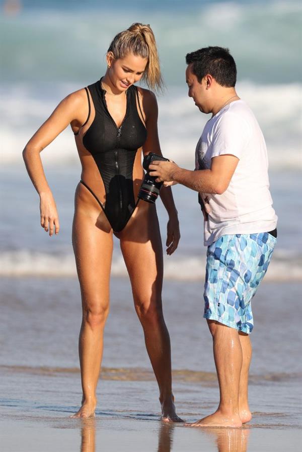 Madison Edwards during a photoshoot on Tamarama Beach in Sydney on August 23, 2017