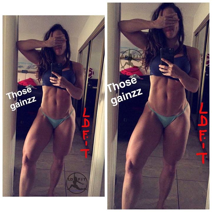 Linda Durbesson in a bikini taking a selfie