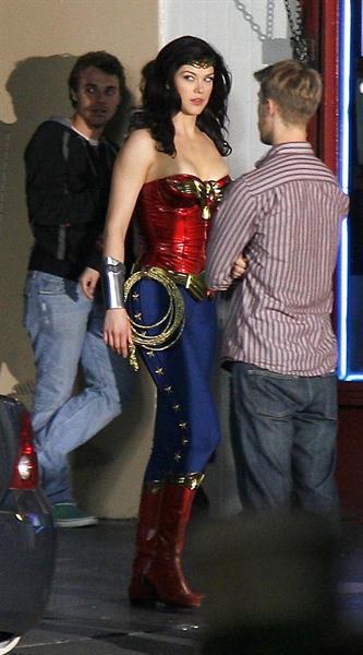 Adrianne Palicki on Wonder Woman set 3/31/2011 
