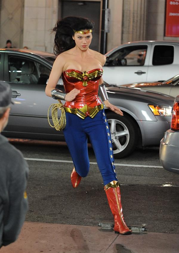 Adrianne Palicki on Wonder Woman set 3/29/2011 