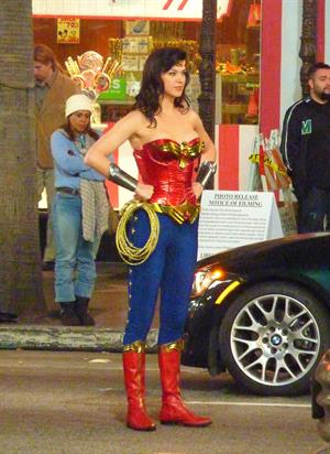 Adrianne Palicki on Wonder Woman set 3/29/2011 