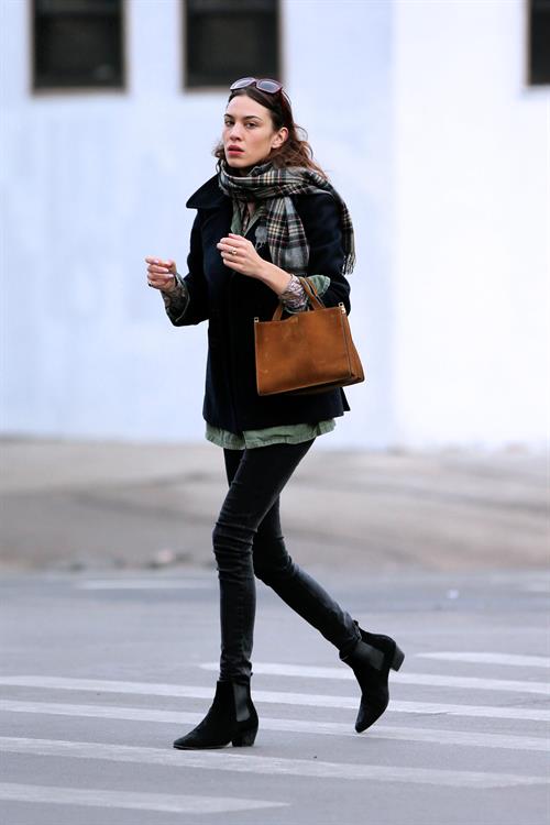 Alexa Chung Peels restaurant in the East Village in NYC, December 20, 2013