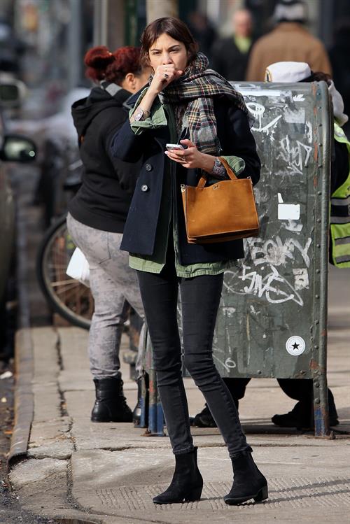 Alexa Chung Peels restaurant in the East Village in NYC, December 20, 2013