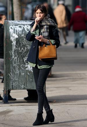 Alexa Chung Peels restaurant in the East Village in NYC, December 20, 2013