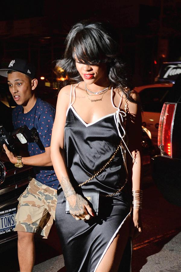 Rihanna leaves for a birthday party at the Bowery Hotel in NYC August 14, 2014