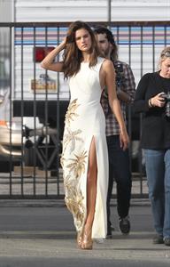 Alessandra Ambrosio on the set of a photo shoot for 'Harpers Bazaar' in Los Angeles on February 27, 2014