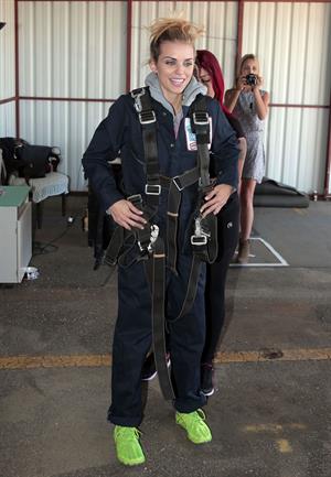 AnnaLynne McCord skydives from 18,000 feet at a charity event, Lompoc August 16, 2014