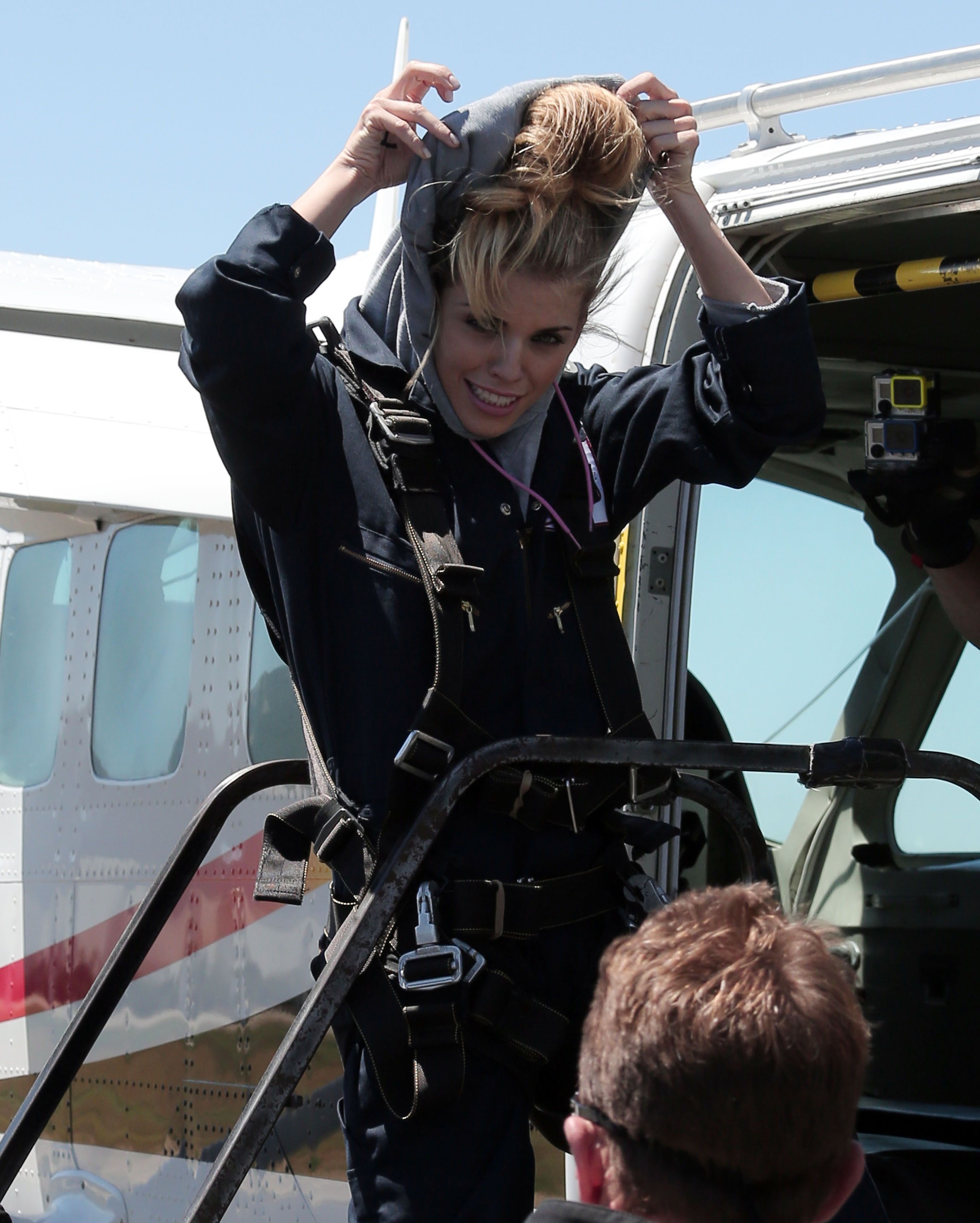 AnnaLynne McCord Pictures AnnaLynne McCord skydives from 18,000 feet at a charity event, Lompoc August 16, 2014